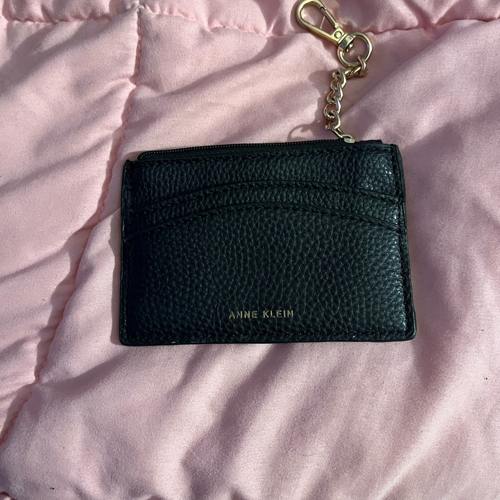 Anne Klein Black Key Card Holder with Gold Chain